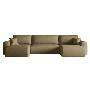 Ecksofa CAPRI U Wohnlandschaft mit Schlaffunktion Bettkasten Olivgrün Universall (Neve 17) 