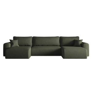 Ecksofa CAPRI U Wohnlandschaft mit Schlaffunktion Bettkasten Dunkelgrün Universall  (Neve 39) 