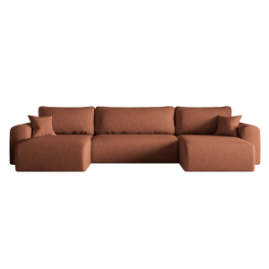 Ecksofa CAPRI U Wohnlandschaft mit Schlaffunktion Bettkasten Rostrot Universall (Neve 52) 