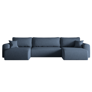Ecksofa CAPRI U Wohnlandschaft mit Schlaffunktion Bettkasten Marineblau Universall (Neve 74)