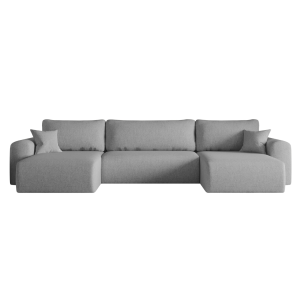 Ecksofa CAPRI U Wohnlandschaft mit Schlaffunktion Bettkasten Hellgrau Universall (Neve 80) 