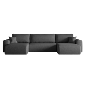 Ecksofa CAPRI U Wohnlandschaft mit Schlaffunktion Bettkasten Graphitgrau Universall (Neve 90) 