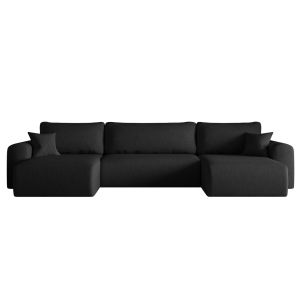 Ecksofa CAPRI U Wohnlandschaft mit Schlaffunktion Bettkasten Schwarz Universall (Neve 100)