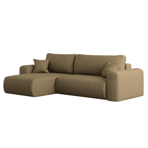 Ecksofa CAPRI L Wohnlandschaft mit Schlaffunktion Bettkasten Olivgrün Universall (Neve 17)