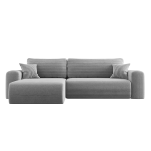 Ecksofa CAPRI L Wohnlandschaft mit Schlaffunktion Bettkasten Hellgrau (Poso 110)