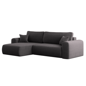 Ecksofa CAPRI L Wohnlandschaft mit Schlaffunktion Bettkasten Dunkelgrau (Poso 22) 