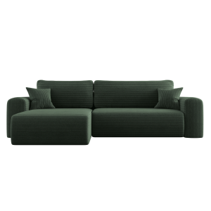 Ecksofa CAPRI L Wohnlandschaft mit Schlaffunktion Bettkasten Dunkelgrün (Poso 14)