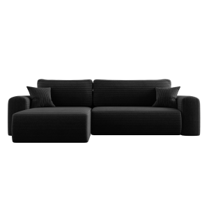 Ecksofa CAPRI L Wohnlandschaft mit Schlaffunktion Bettkasten Schwarz (Poso 135)