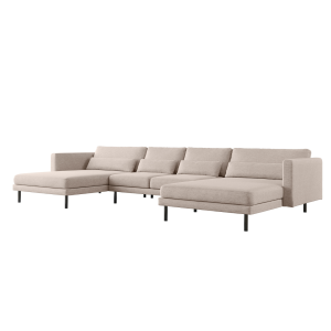  Ecksofa DANI U – Großes modulares Familiensofa in U-Form, bequeme Couch für Wohnzimmer mit Verita Stoff, Creme  03
