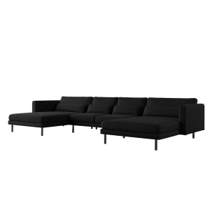  Ecksofa DANI U – Großes modulares Familiensofa in U-Form, bequeme Couch für Wohnzimmer mit Verita Stoff, Schwarz 98