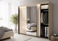 Großer Schiebetürenschrank im modernen Schlafzimmer – TREND TS-02 mit LED und Spiegel