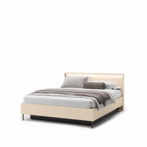 TREND TS-03 Polsterbett mit LED-Beleuchtung – Sandbeige/Schwarz 