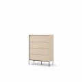 Kommode TREND TS-04 – Sandbeige und Schwarz, Riffel-Fronten, modernes Design, freigestellt