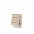 Kommode TREND TS-04 – Sandbeige und Schwarz, Riffel-Fronten, modernes Design, freigestellt