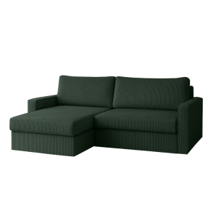 Ecksofa FARO MINI – kompaktes Schlafsofa mit Stauraum, leichter Konstruktion und weichem Cordstoff POSO, Grün Poso 14