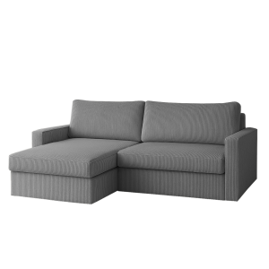 Ecksofa FARO MINI – kompaktes Schlafsofa mit Stauraum, leichter Konstruktion und weichem Cordstoff POSO, Grau Poso 55