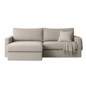 Ecksofa FARO MINI – kompaktes Schlafsofa mit Stauraum, leichter Konstruktion, Faro Stoff,  Hellgrau, Faro 01