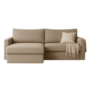 Ecksofa FARO MINI – kompaktes Schlafsofa mit Stauraum, leichter Konstruktion, Faro Stoff,  Beige, Faro 02