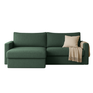 Ecksofa FARO MINI – kompaktes Schlafsofa mit Stauraum, leichter Konstruktion, Faro Stoff,  Grün, Faro 07