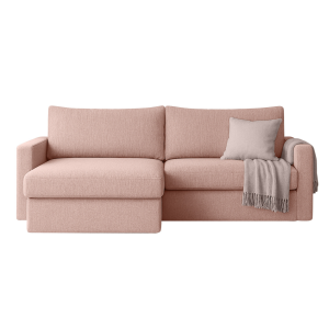 Ecksofa FARO MINI – kompaktes Schlafsofa mit Stauraum, leichter Konstruktion, Faro Stoff,  Hellrosa, Faro 14