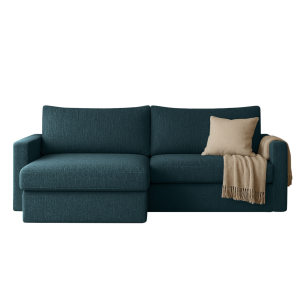 Ecksofa FARO MINI – kompaktes Schlafsofa mit Stauraum, leichter Konstruktion, Faro Stoff,  Petrolblau, Faro 15