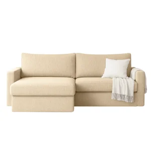 Ecksofa FARO MINI – kompaktes Schlafsofa mit Stauraum, leichter Konstruktion, Faro Stoff,  Creme, Faro 19