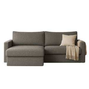Ecksofa FARO MINI – kompaktes Schlafsofa mit Stauraum, leichter Konstruktion, Faro Stoff,  Grau, Faro 23