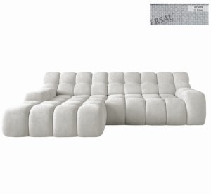 Ecksofa CAMPILE – Designer Sofa mit elektrischer Sitztiefenverstellung & Wellenfederung - Silver (Eden 17)