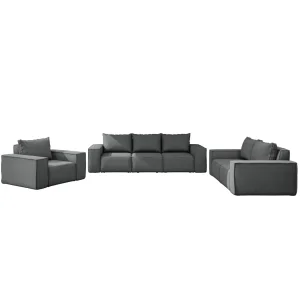 Möbelset GARTEN 3+2+1 Sofas und Sessel Gartenmöbel Terrasse wasserdicht OUTDOOR, Grau