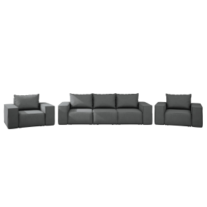 Möbelset GARTEN 3+1+1 Sofa Sessel Gartenmöbel Terrasse wasserdicht OUTDOOR, Grau