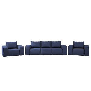 Möbelset GARTEN 3+1+1 Sofa Sessel Gartenmöbel Terrasse wasserdicht OUTDOOR, Dunkelblau