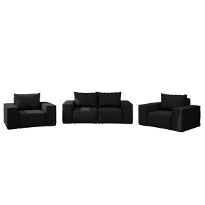 Möbelset GARTEN Gartenmöbel Terrasse wasserdicht OUTDOOR 2+1+1 Sofa Sessel, Schwarz