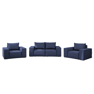 Möbelset GARTEN Gartenmöbel Terrasse wasserdicht OUTDOOR 2+1+1 Sofa Sessel, Dunkelblau