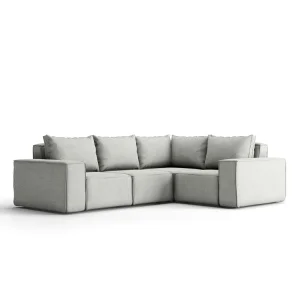 Ecksofa GARTEN Gartenmöbel Terrasse wasserdicht OUTDOOR, Hellgrau