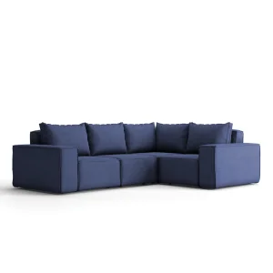 Ecksofa GARTEN Gartenmöbel Terrasse wasserdicht OUTDOOR, Dunkelblau
