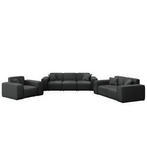 PATIO Gartenmöbelset 3+2+1, 3-Sitzer 2-Sitzer Sofa und Sessel wetterfest,  Schwarz