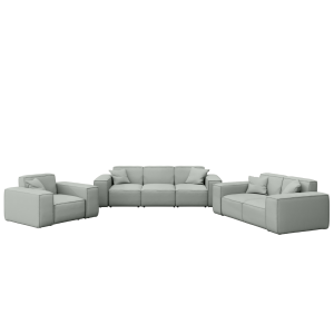 PATIO Gartenmöbelset 3+2+1, 3-Sitzer 2-Sitzer Sofa und Sessel wetterfest, Hellgrau - Cement