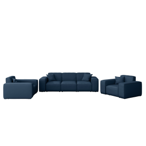 PATIO Gartenmöbelset 3+1+1, 3-Sitzer Sofa und zwei Sessel wetterfest, Dunkelblau - Ocean