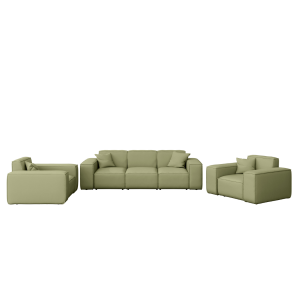 PATIO Gartenmöbelset 3+1+1, 3-Sitzer Sofa und zwei Sessel wetterfest, Hellgrün - Lima