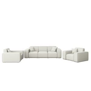 PATIO Gartenmöbelset 3+1+1, 3-Sitzer Sofa und zwei Sessel wetterfest, Hellbeige - Ice