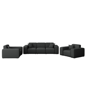 PATIO Gartenmöbelset 3+1+1, 3-Sitzer Sofa und zwei Sessel wetterfest, Schwarz