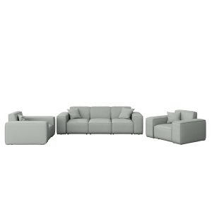 PATIO Gartenmöbelset 3+1+1, 3-Sitzer Sofa und zwei Sessel wetterfest, Hellgrau - Cement