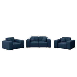 PATIO Gartenmöbelset 2+1+1, 2-Sitzer Sofa und zwei Sessel wetterfest, Dunkelblau - Ocean