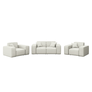 PATIO Gartenmöbelset 2+1+1, 2-Sitzer Sofa und zwei Sessel wetterfest, Hellbeige - Ice