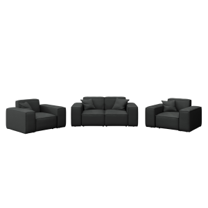 PATIO Gartenmöbelset 2+1+1, 2-Sitzer Sofa und zwei Sessel wetterfest, Schwarz