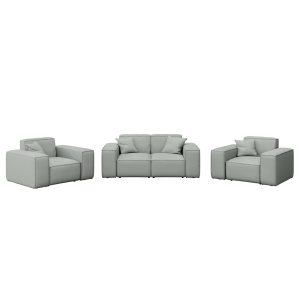 PATIO Gartenmöbelset 2+1+1, 2-Sitzer Sofa und zwei Sessel wetterfest, Hellgrau - Cement