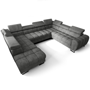 Ecksofa ASPEN MAX I Schlaffunktion 265x350x225 cm zwei Bettkasten U-form Grau (Terra 92)
