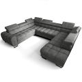Ecksofa ASPEN MAX I Schlaffunktion 265x350x225 cm zwei Bettkasten U-form Grau (Terra 92) - LINKS