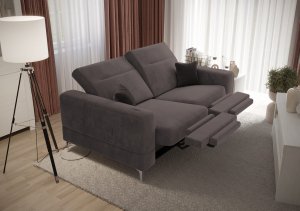 Malibu Relax II Sofa 2-Sitzer mit elektrischer Relaxfunktion, 180 cm, Terra Stoff, verstellbaren Kopfstützen, stilvolle Metallfüße, Braun (Terra 26)