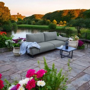 FRESCO 2-Sitzer Gartensofa – Wetterfest, Modern & Stilvoll für den Außenbereich, Graphitgrau